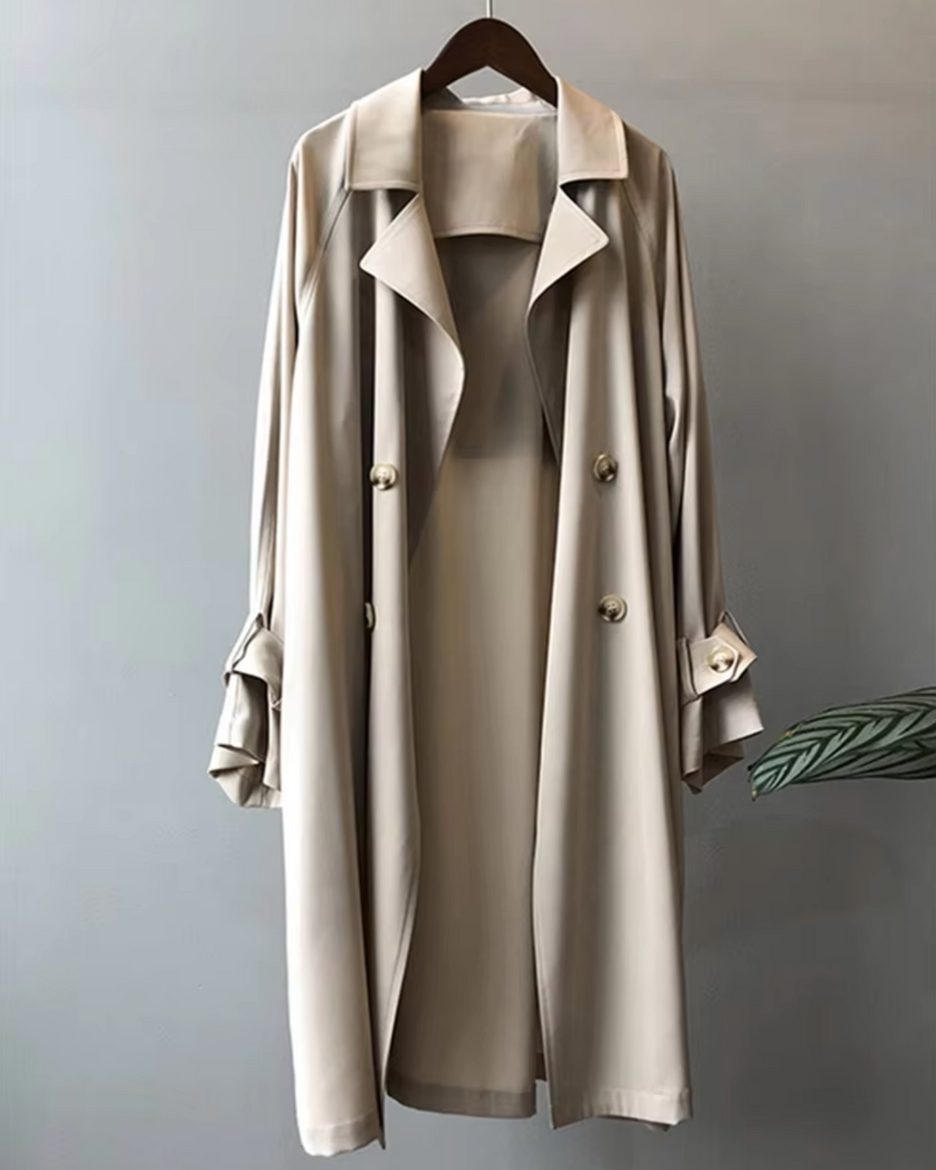 Women's Long Belted Trench Coat | Lapel Collar Double Breasted Jacket