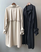 Women's Long Belted Trench Coat | Lapel Collar Double Breasted Jacket