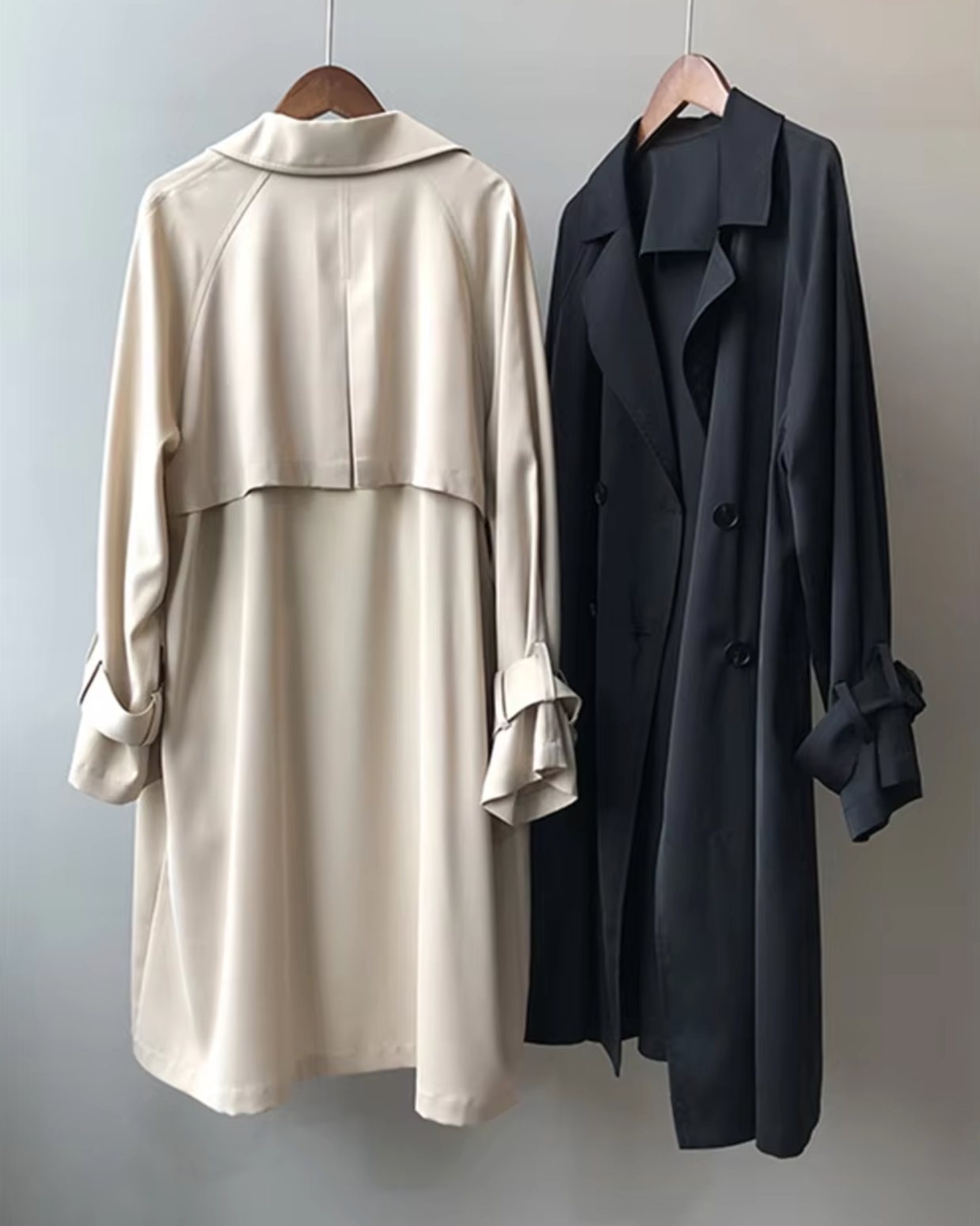 Women's Long Belted Trench Coat | Lapel Collar Double Breasted Jacket