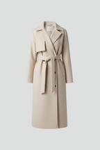 Women's Long Coat with Belt and Double-Breasted Front