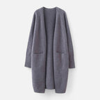 Women's Longline Knit Cardigan with Open Front and Pockets