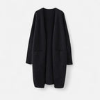 Women's Longline Knit Cardigan with Open Front and Pockets