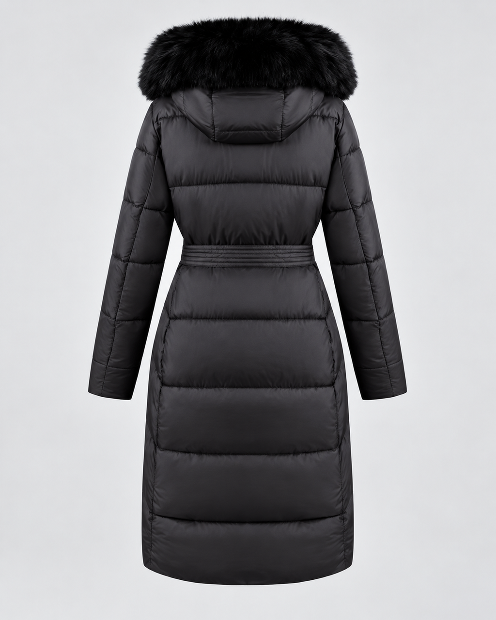 Black long puffer coat unbelted