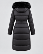 Black long puffer coat unbelted