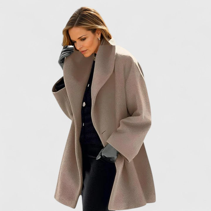 Women's Long Wool Blend Coat with Shawl Collar