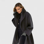 Women's Long Wool Blend Coat with Shawl Collar