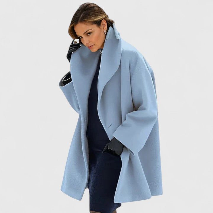 Women's Long Wool Blend Coat with Shawl Collar