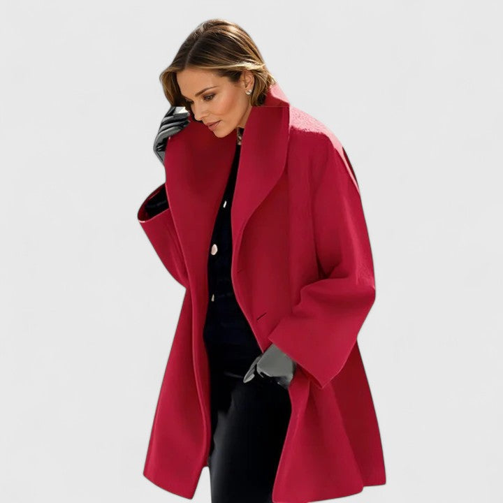 Women's Long Wool Blend Coat with Shawl Collar