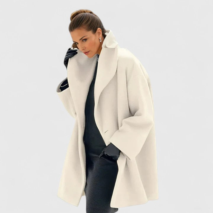 Women's Long Wool Blend Coat with Shawl Collar