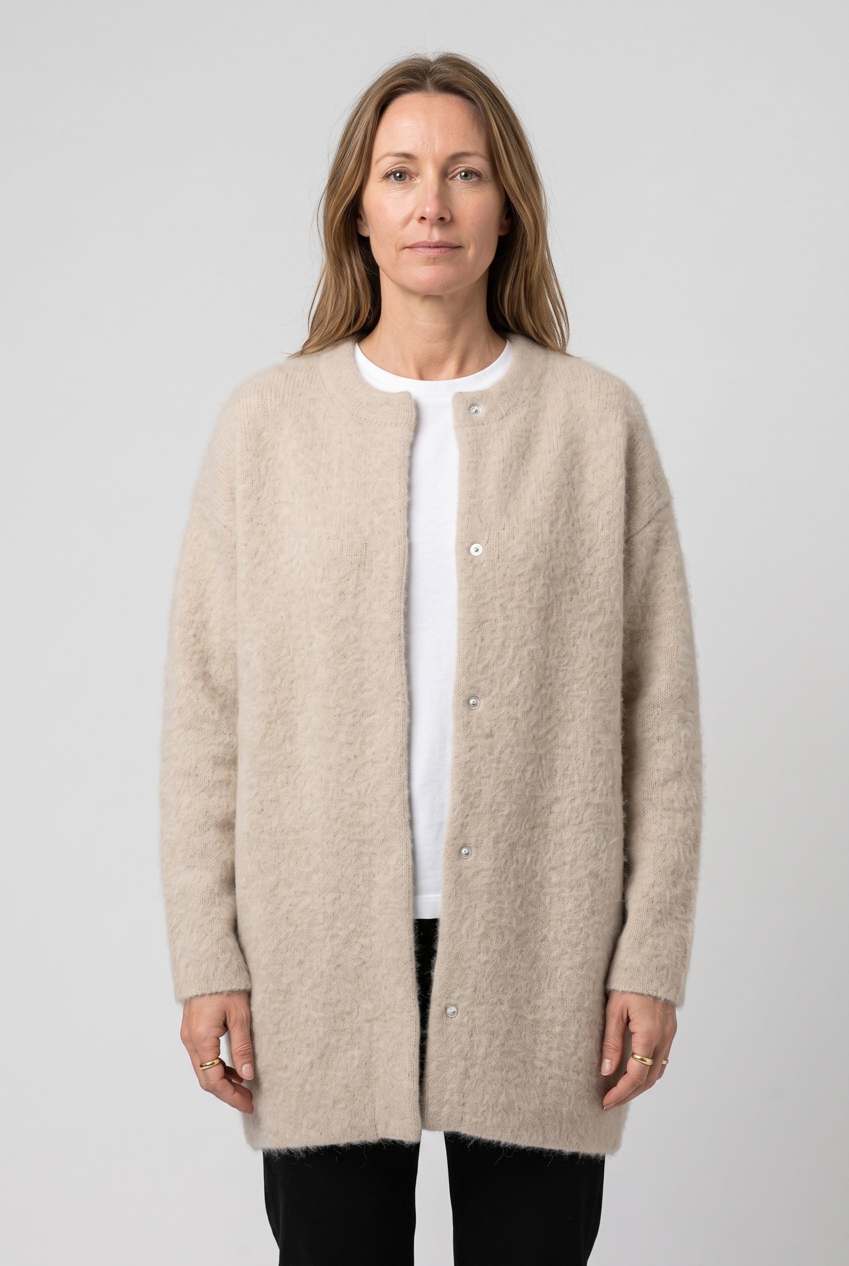 Women's Longline Knit Cardigan with Button Front