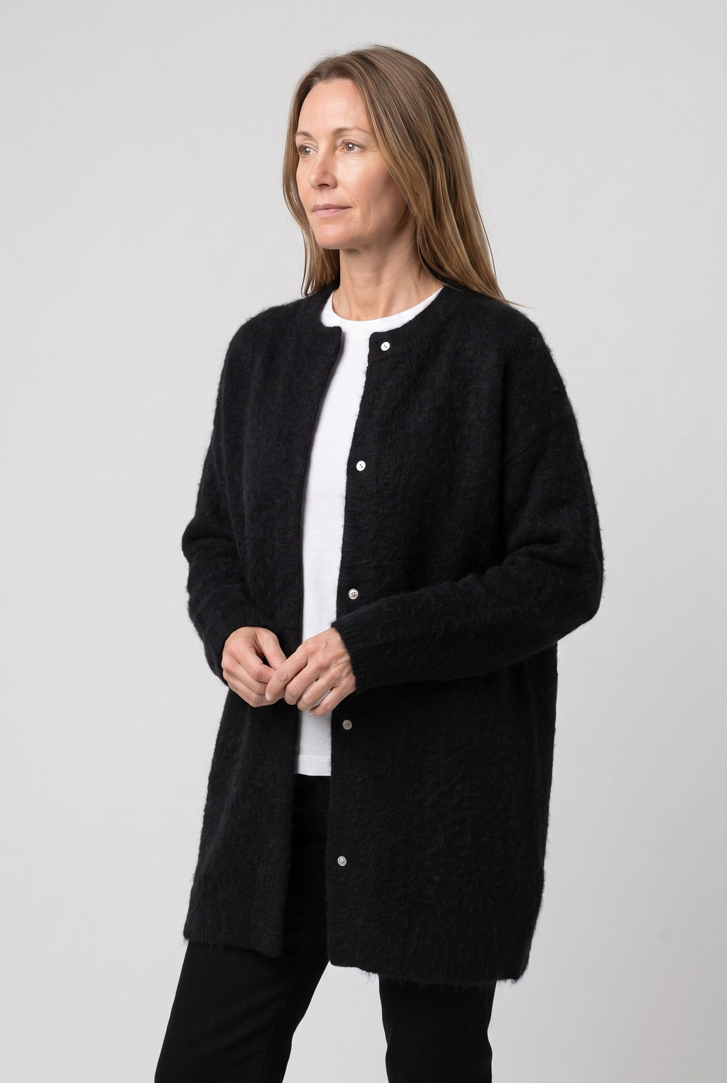 Women's Longline Knit Cardigan with Button Front