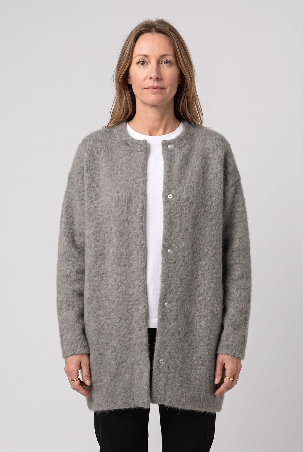 Women's Longline Knit Cardigan with Button Front