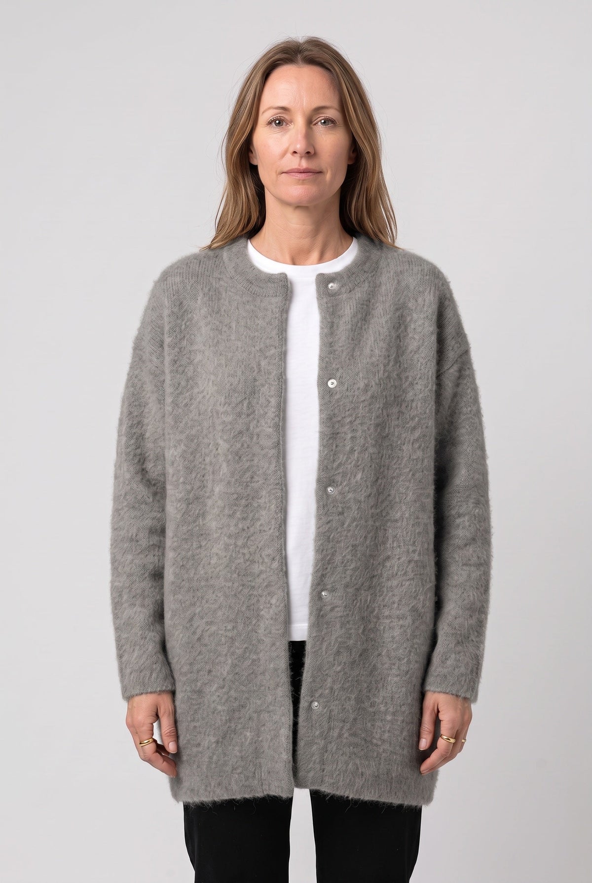 Women's Longline Knit Cardigan with Button Front