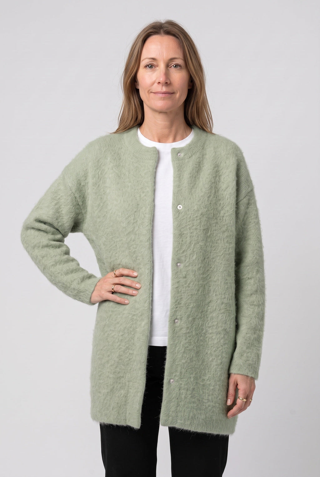 Women's Longline Knit Cardigan with Button Front