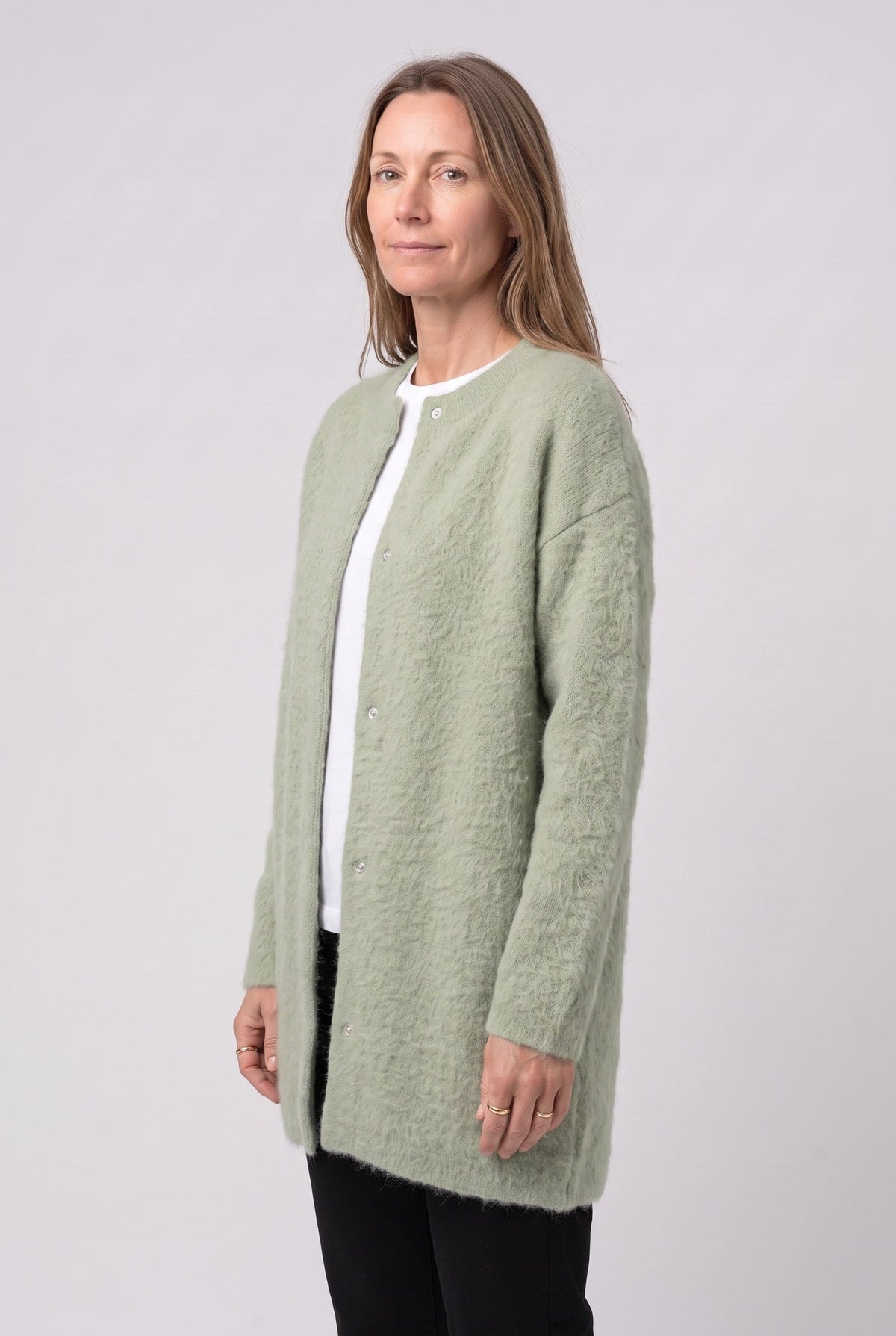 Women's Longline Knit Cardigan with Button Front