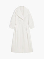 Women's Oversized Longline Double Breasted Coat with Lapel Collar