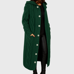 Women's Longline Cable Knit Cardigan with Hood and Button Front