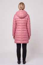 Women's Long Puffer Coat with Hood and Zip Front