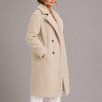 Women's Longline Teddy Fleece Coat with Double Breasted Front
