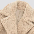 Women's Longline Teddy Fleece Coat with Double Breasted Front