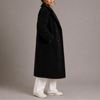 Women's Longline Teddy Fleece Coat with Double Breasted Front
