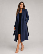 Women's Longline Trench Coat with Belt and Button Front