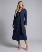 Women's Longline Trench Coat with Belt and Button Front