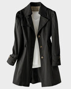 Women's Notch Lapel Trench Coat | Mid Length Single Breasted Button Up Jacket