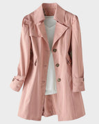 Women's Notch Lapel Trench Coat | Mid Length Single Breasted Button Up Jacket