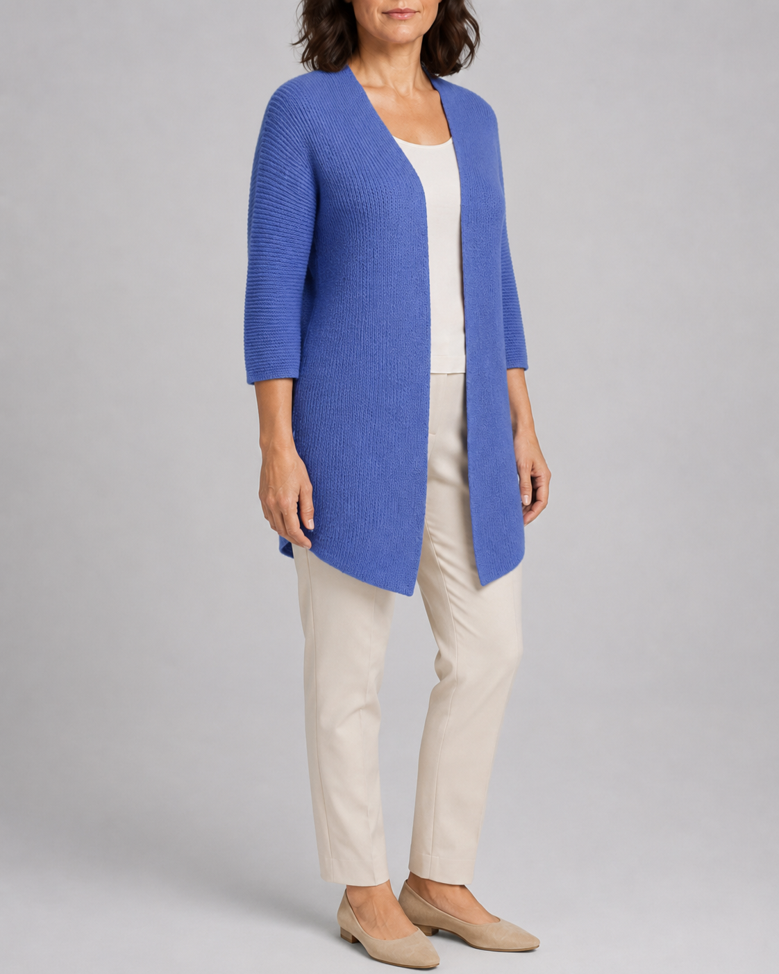 Women's Open Front Ribbed Knit Cardigan | Relaxed Fit