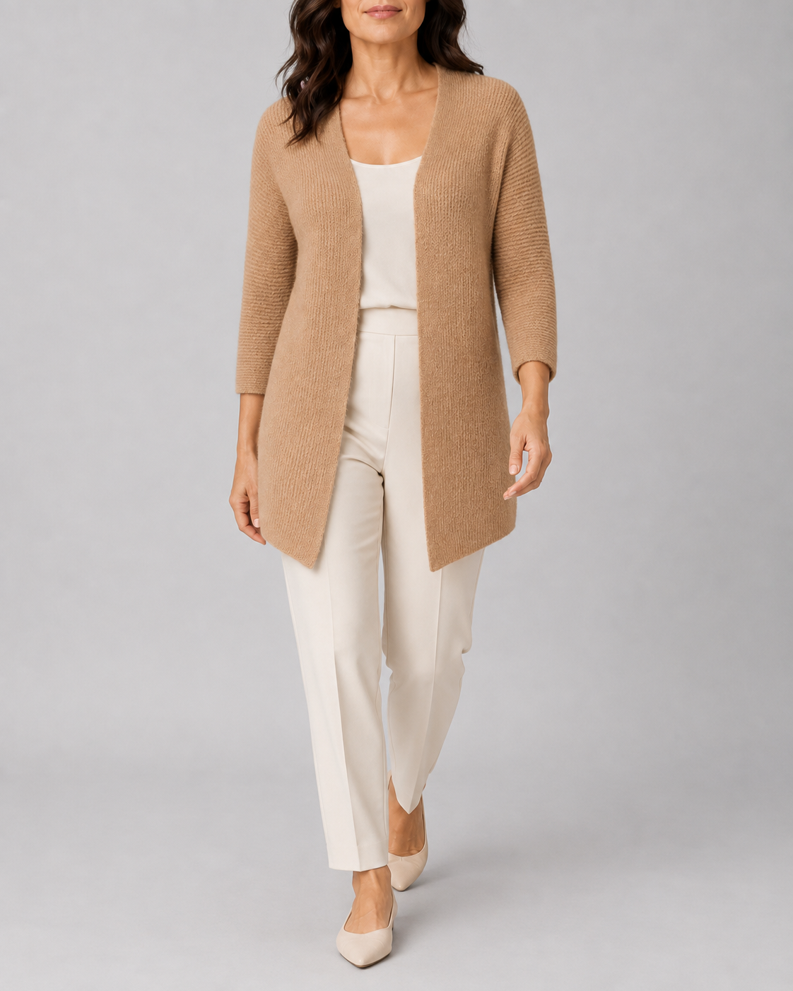 Women's Open Front Ribbed Knit Cardigan | Relaxed Fit