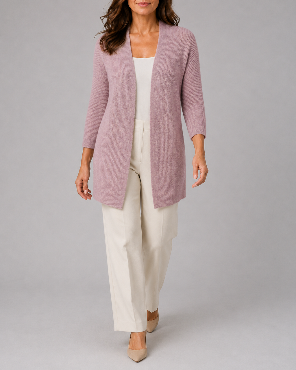 Women's Open Front Ribbed Knit Cardigan | Relaxed Fit