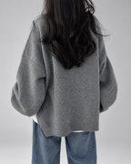 Women's Oversized Crew Neck Jumper with Drop Shoulders and Split Hem