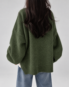 Women's Oversized Crew Neck Jumper with Drop Shoulders and Split Hem