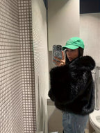 Women's Oversized Faux Fur Coat with Lapel Collar