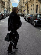 Women's Oversized Faux Fur Coat with Lapel Collar