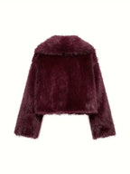 Women's Oversized Faux Fur Coat with Lapel Collar