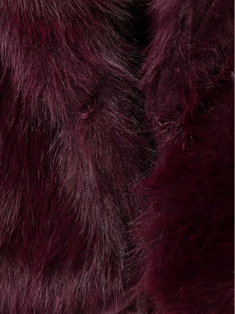 Women's Oversized Faux Fur Coat with Lapel Collar