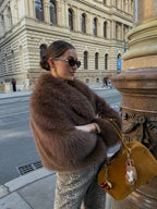 Women's Oversized Faux Fur Coat with Lapel Collar