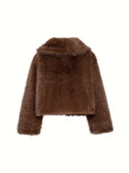 Women's Oversized Faux Fur Coat with Lapel Collar