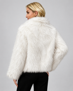 Women's Oversized Faux Fur Jacket with Shawl Collar and Open Front