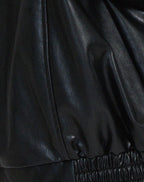 Women's Oversized Faux Leather Biker Zip Up Jacket 9