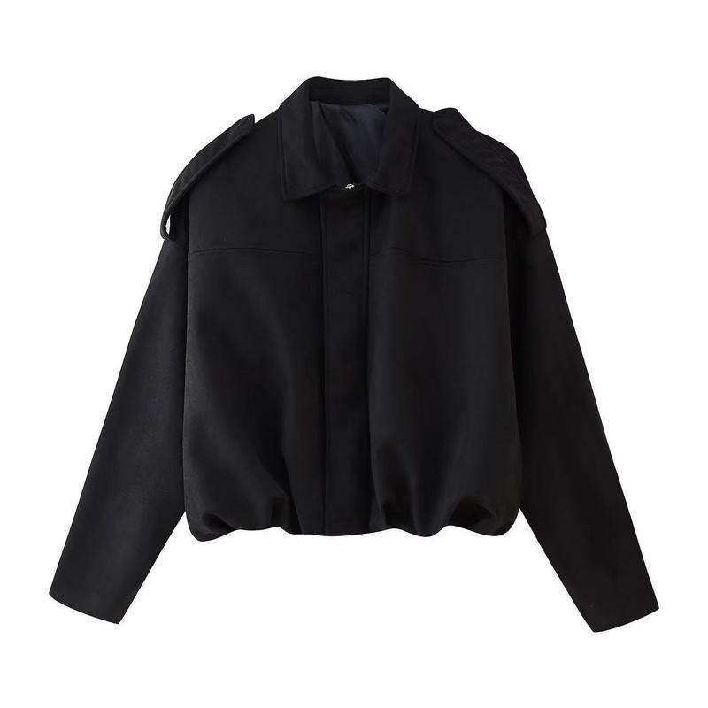 Women's Oversized Suede Bomber Jacket with Zip Front