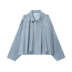 Women's Oversized Suede Bomber Jacket with Zip Front