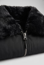 Women's Oversized Hooded Bomber Jacket with Faux Fur Lining