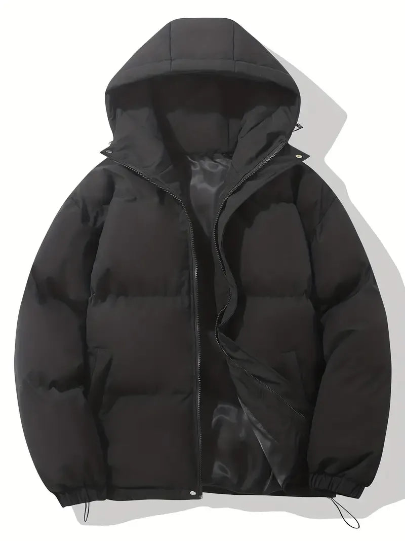 Women's Oversized Hooded Quilted Puffer Jacket with Zip Front