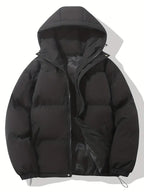 Women's Oversized Hooded Quilted Puffer Jacket with Zip Front