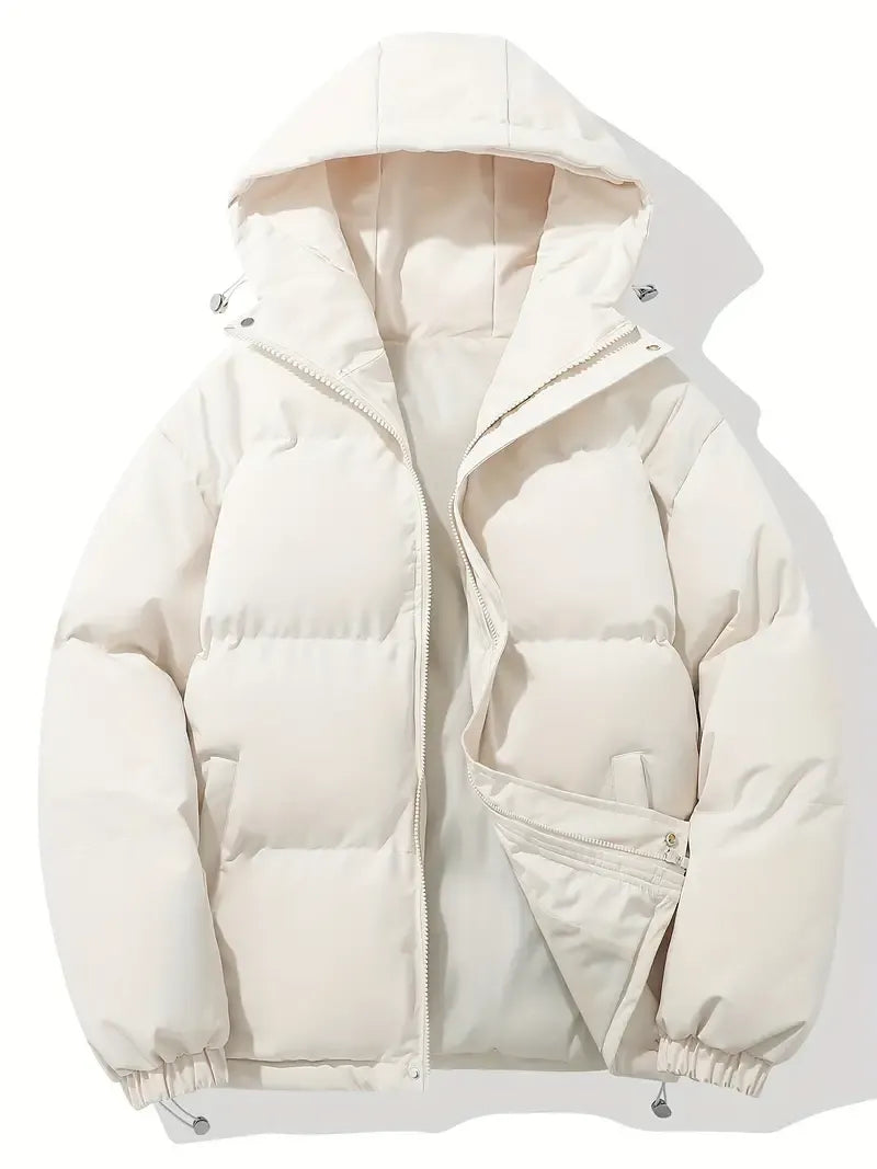 Women's Oversized Hooded Quilted Puffer Jacket with Zip Front