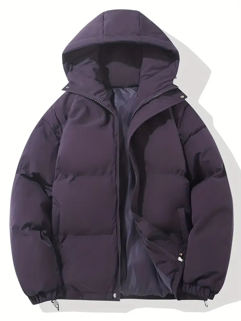 Women's Oversized Hooded Quilted Puffer Jacket with Zip Front