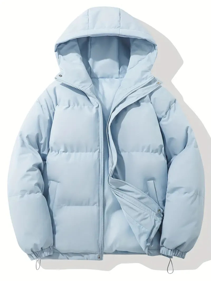 Women's Oversized Hooded Quilted Puffer Jacket with Zip Front